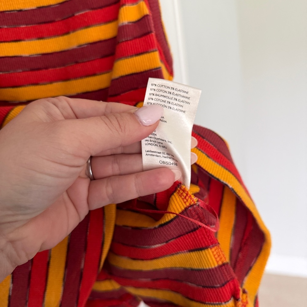 Anthropologie Striped Ribbed Racer Tank Sleeveless Top Red Yellow - Picture 5 of 6
